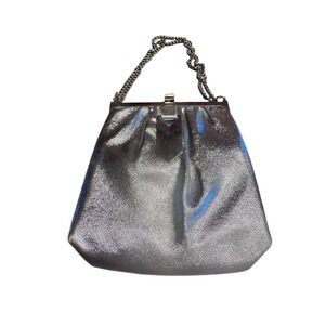 Vintage Art Deco Silver Metallic Handbag &Coin Purse Chain Strap Mirrored Clip